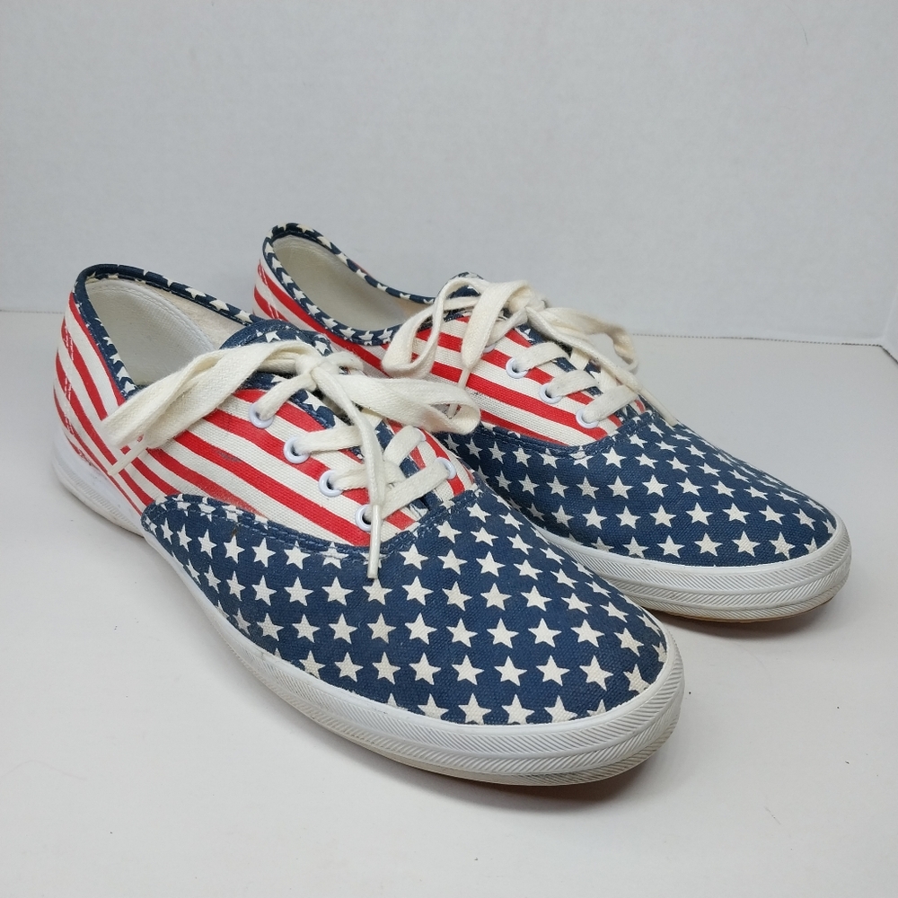 Keds Women's American Flag Star & Stripe Canvas Sneakers - Blue, Red, White